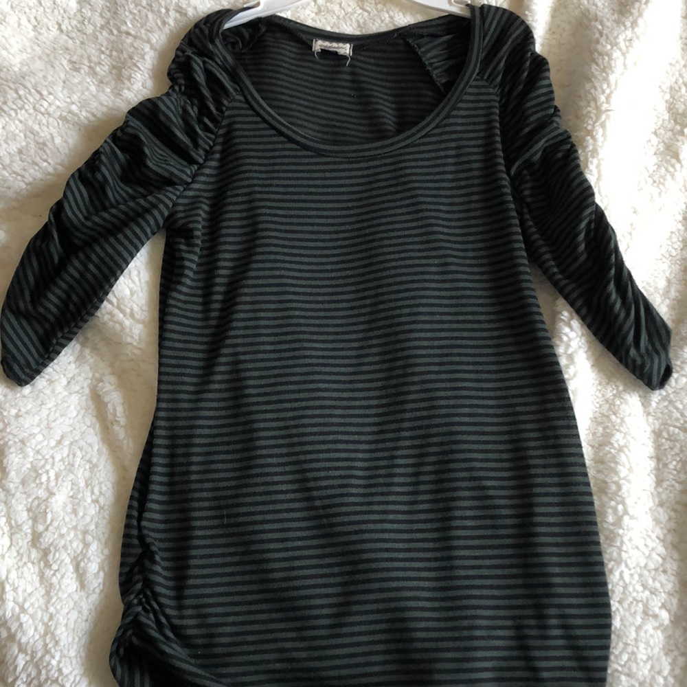 olive green & black striped top